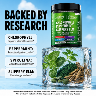 Lumiere ChloroZen Chlorophyll Capsules — Internal Deodorant & Gut Cleanse