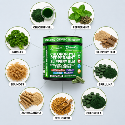 Lumiere ChloroZen Chlorophyll Capsules — Internal Deodorant & Gut Cleanse