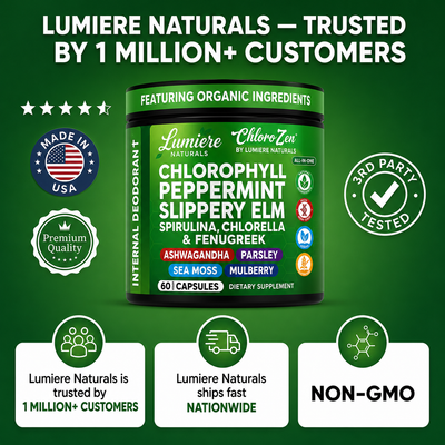 Lumiere ChloroZen Chlorophyll Capsules — Internal Deodorant & Gut Cleanse