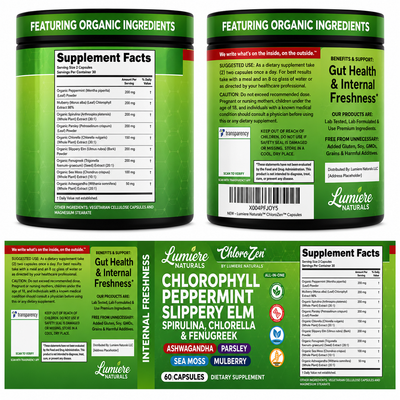 Lumiere ChloroZen Chlorophyll Capsules — Internal Deodorant & Gut Cleanse